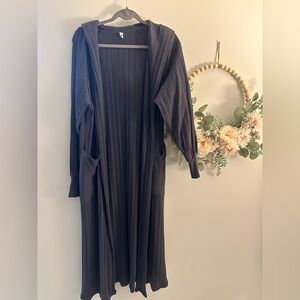 Free People Dark Gray Long Cardigan with Hood